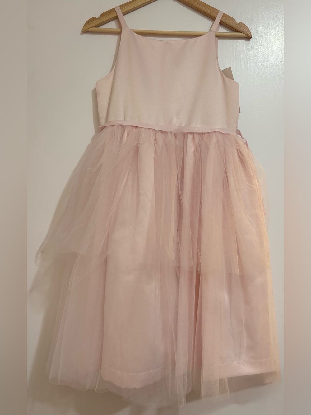 NWT Us Angels Girls Blush Pink Tiered Tulle Flower Girl Dress Size 14 Style 101B